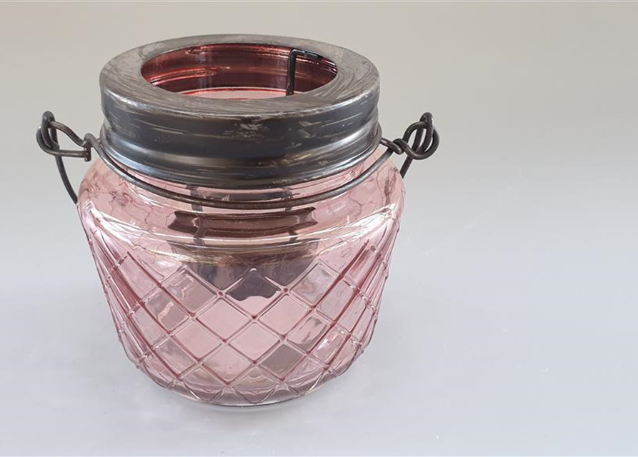 Lantern 'trinity' pink 2-ass. h8.5 d9 cm