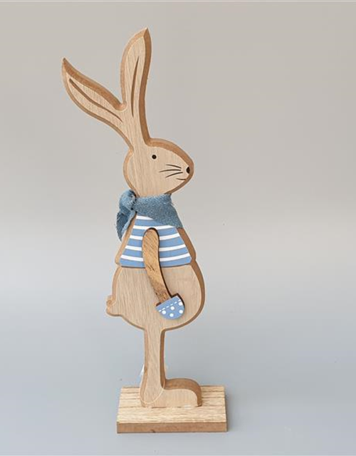 Stele Hase MDF natur-blau