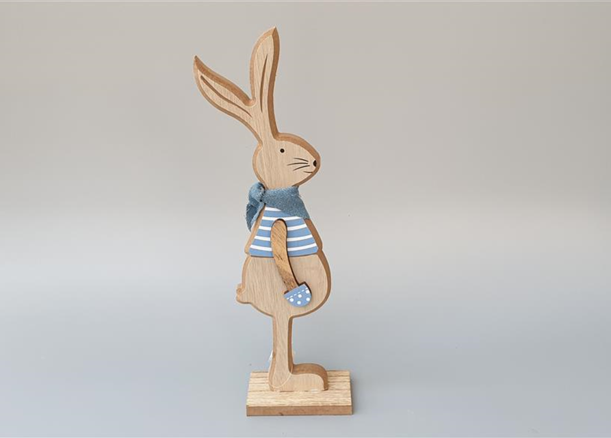 Stele Hase MDF natur-blau