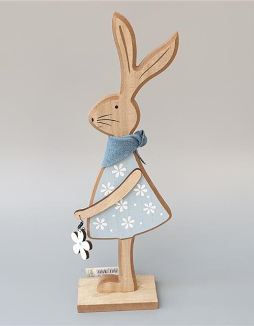 Stele Hase MDF natur-blau