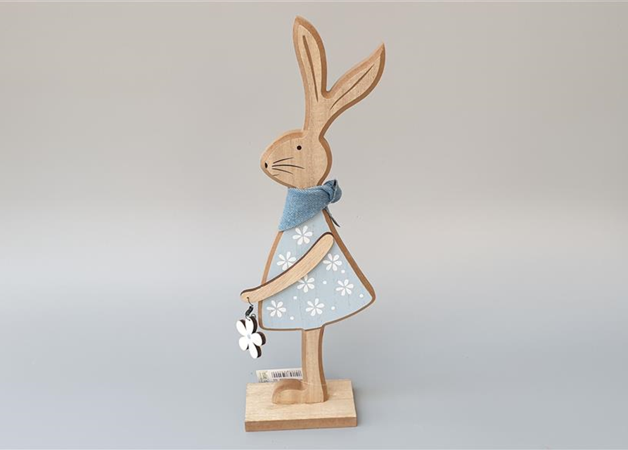 Stele Hase MDF natur-blau