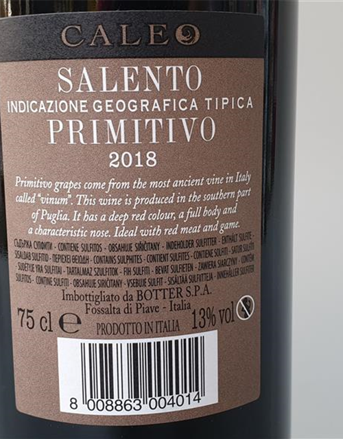 Primitivo Salento caleo 0,75l