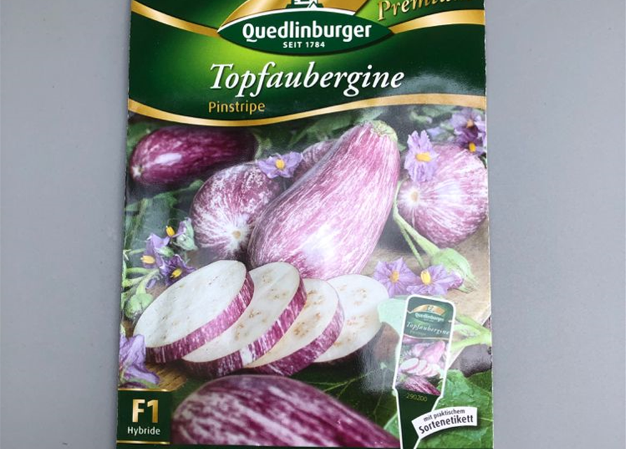 Aubergine Topf- Pinstripe