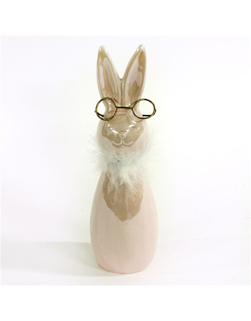 Hase mit Brille Porzellan rose-gold