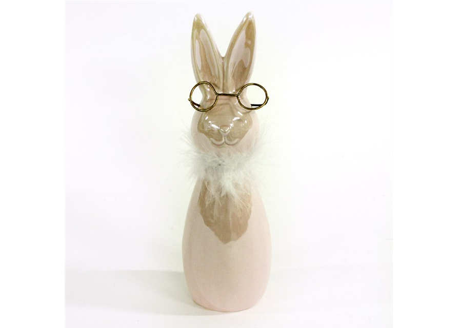 Hase mit Brille Porzellan rose-gold