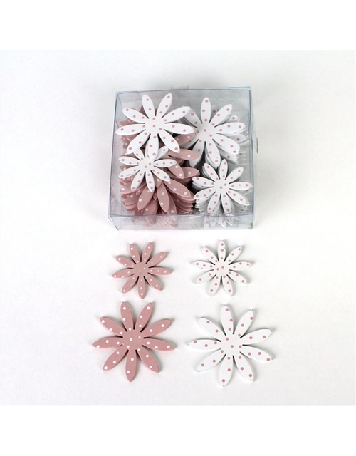 Streu-Blumen rosa-weiss 48er Box 4x0,2x4cm 5x0,2x5