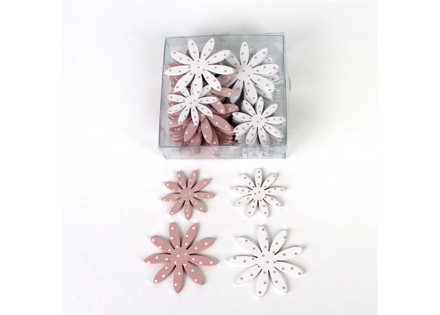 Streu-Blumen rosa-weiss 48er Box 4x0,2x4cm 5x0,2x5