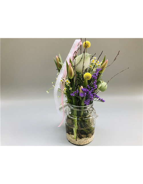 Strauß Bunter Frühling mit Vase