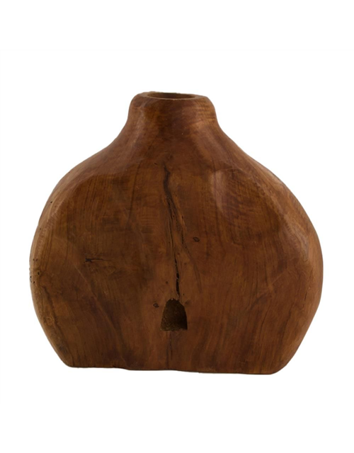 Vase oiled teak 24x9x22cm